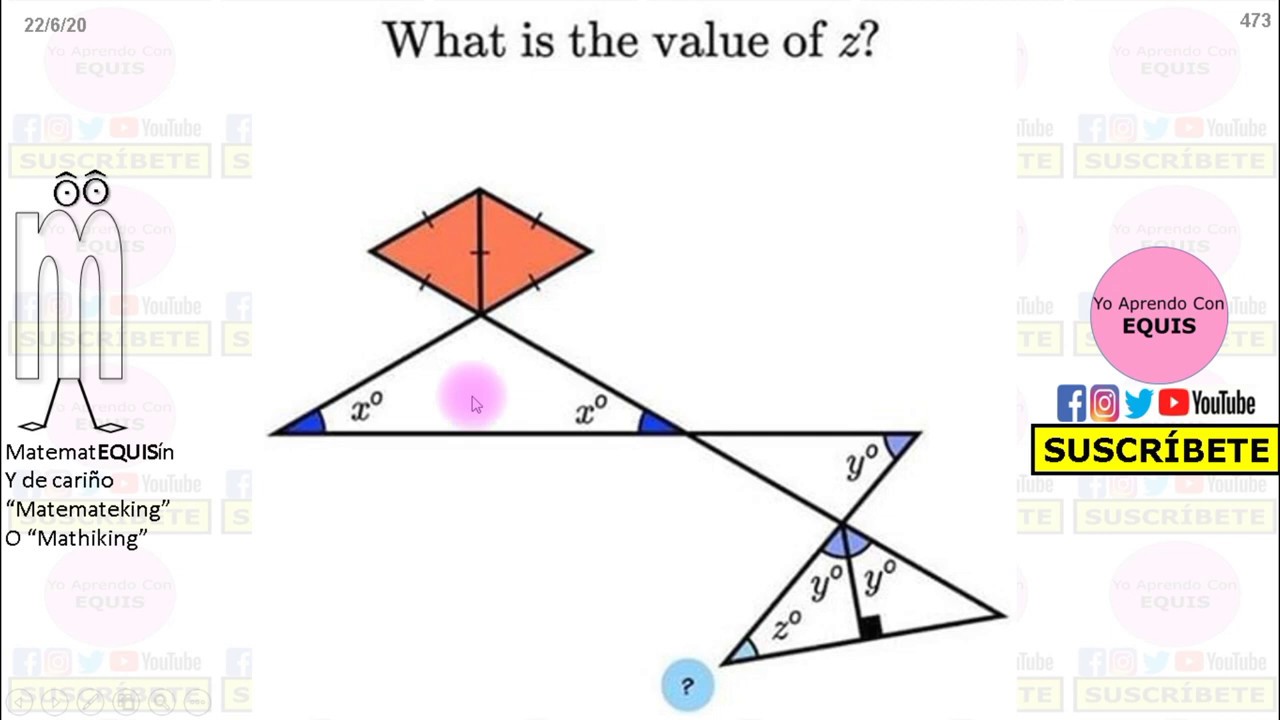¿Cuál es el valor en grados del ángulo z en este diagrama?