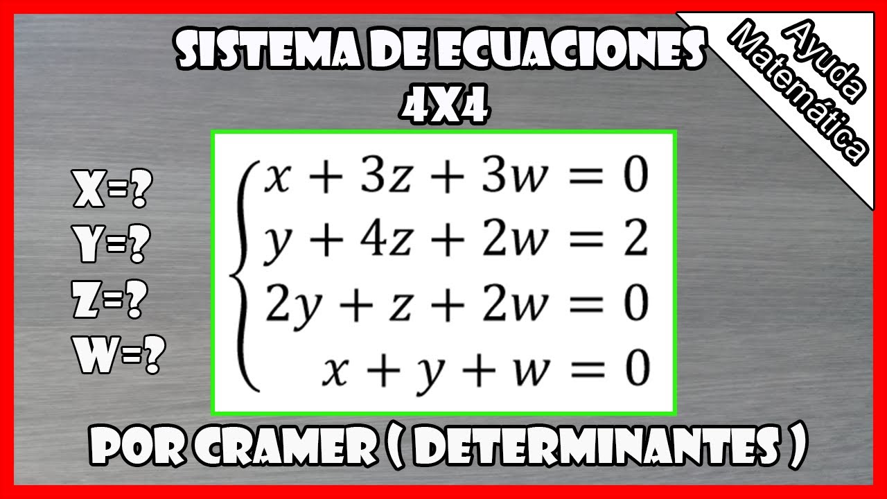 Cálculo del determinante de una matriz 4x4 utilizando el método de Cramer