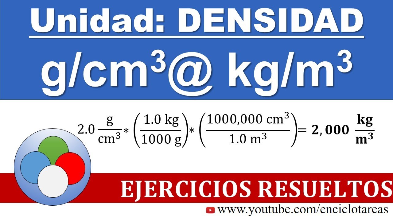 Cómo convertir densidad de g/cm3 a kg/m3