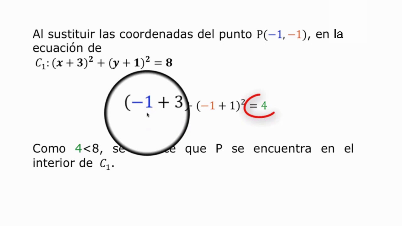 Definición de puntos internos y externos de una circunferencia