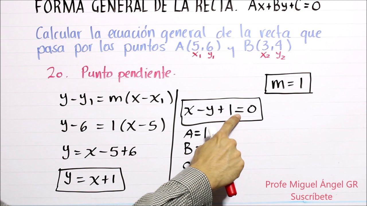 Ecuación general de la recta: cómo resolver ax+by+c=0