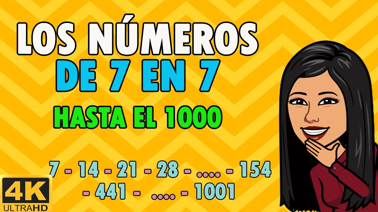 Genera una lista de números del 7 al 1000 en intervalos de 7