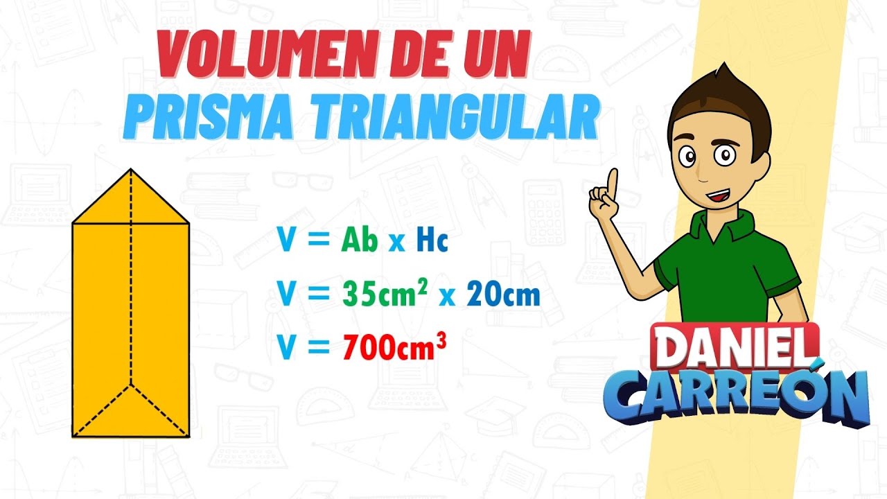 Cálculo del área y volumen de un prisma triangular