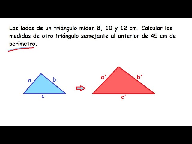 Cálculo del perímetro de dos triángulos semejantes