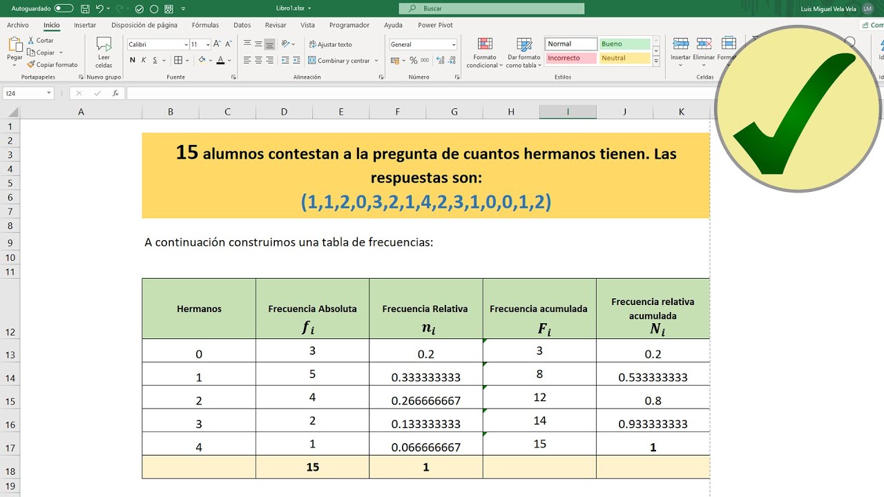 Cómo calcular la frecuencia acumulada en Excel