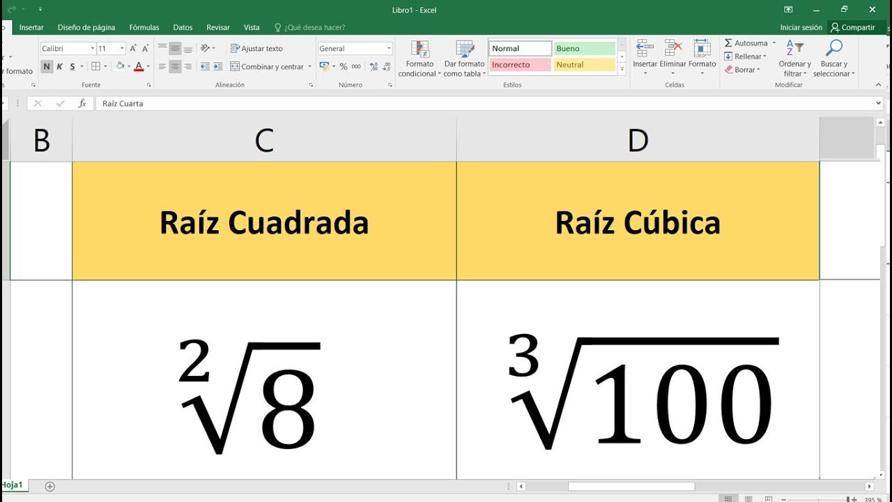 Cómo calcular la raíz cuadrada en Excel