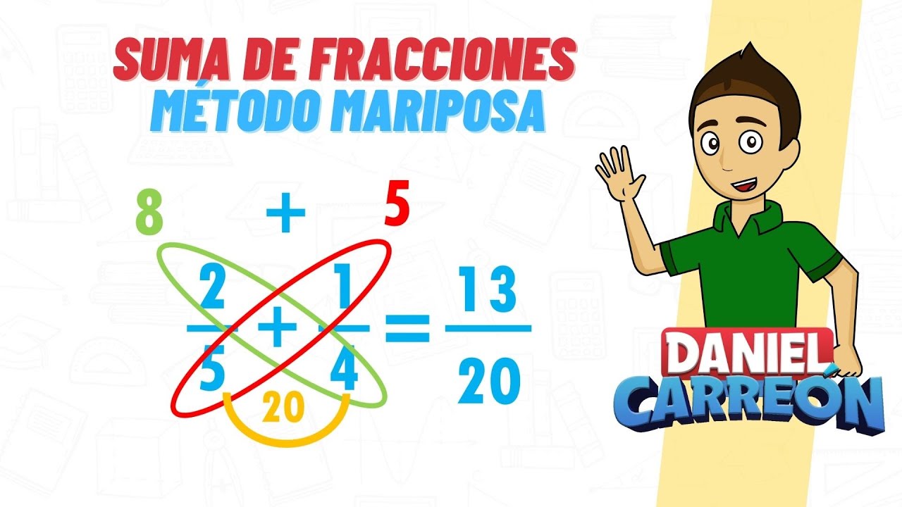 Método de la mariposa para sumar fracciones con denominadores diferentes