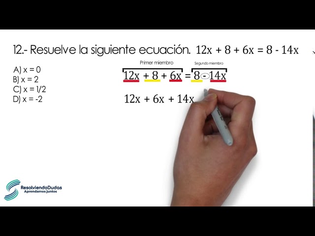 Resuelve esta ecuación lineal: 12x+8+6x = 8-14x