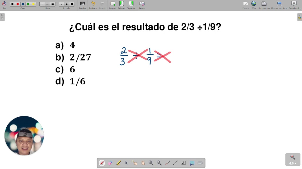 Resultado de la división de 2/3 entre 1/9