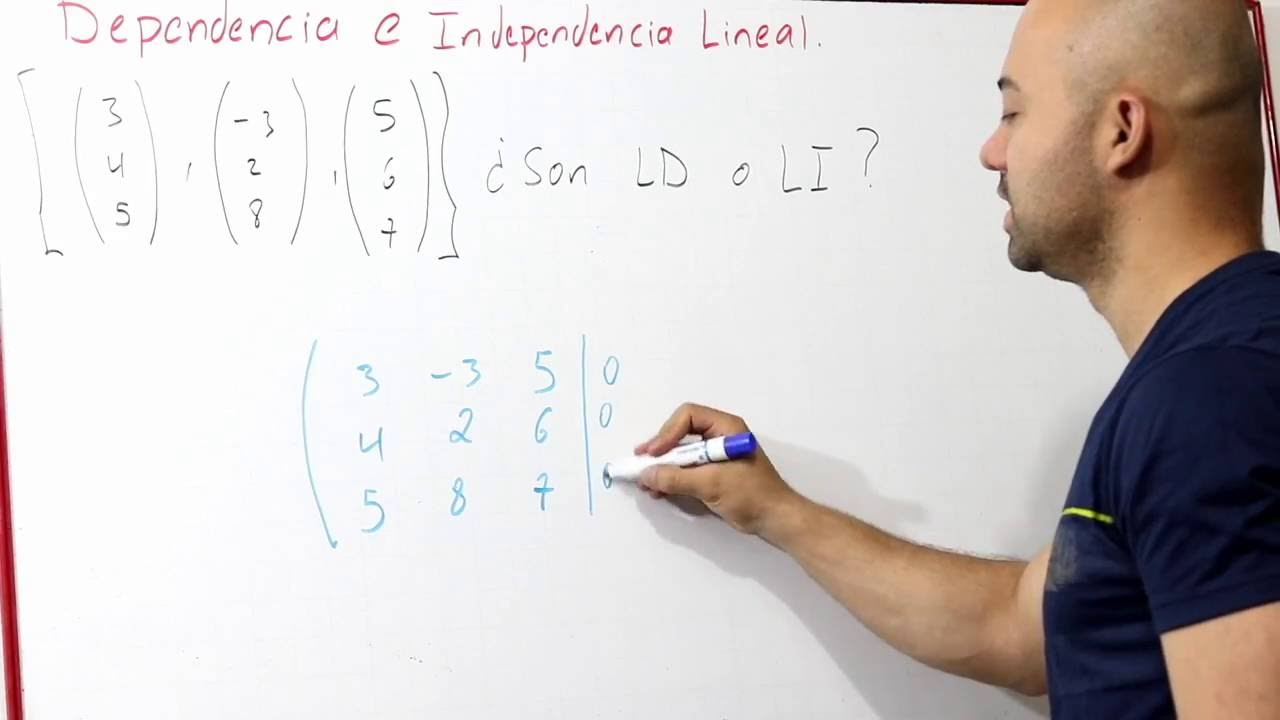 Determinar la independencia o dependencia lineal de los vectores