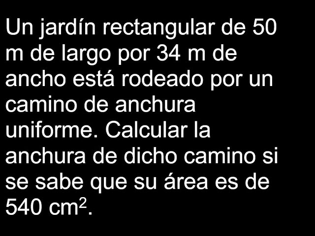 Jardín rectangular de 50 m de largo y 34 m de ancho con perímetro cercado
