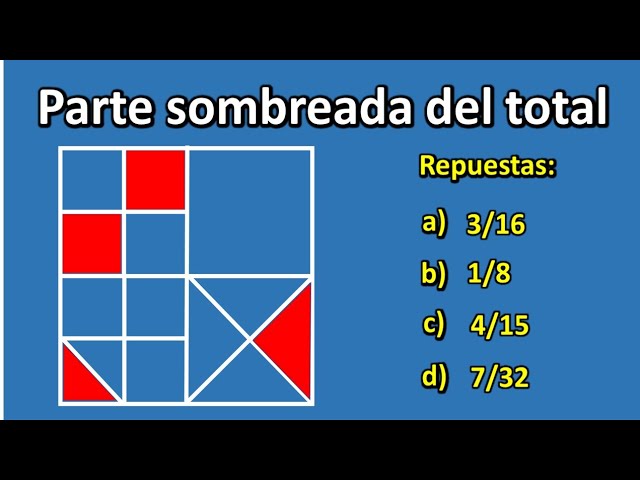Cálculo de la fracción de la parte sombreada en esta figura