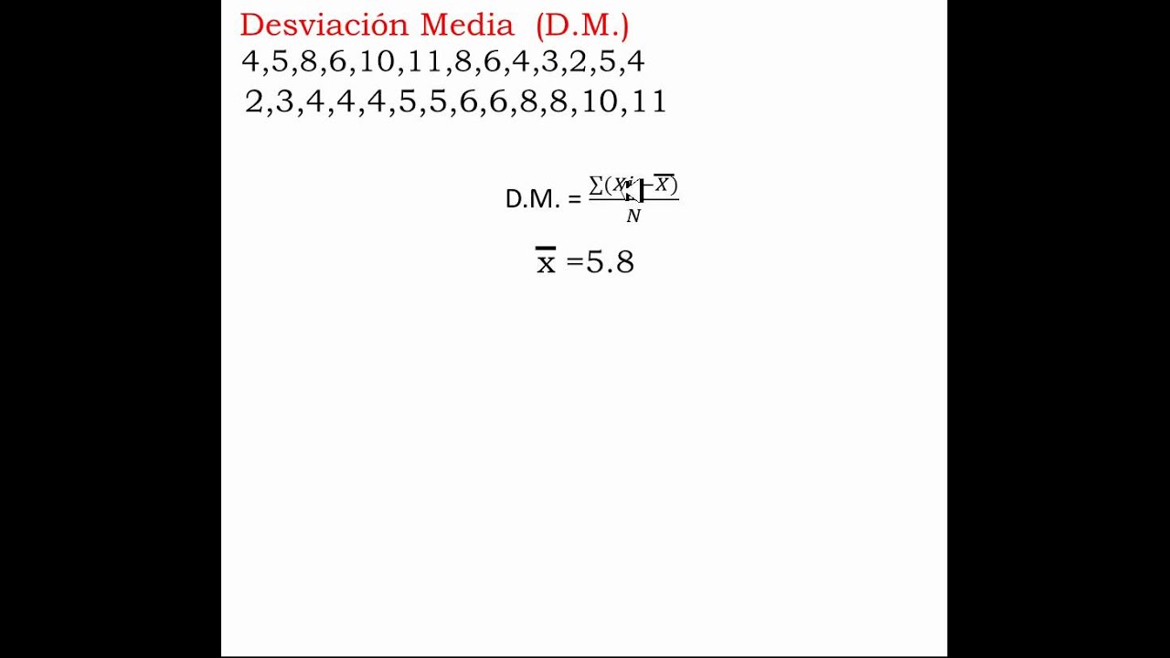 Fórmula de la desviación media para datos no agrupados