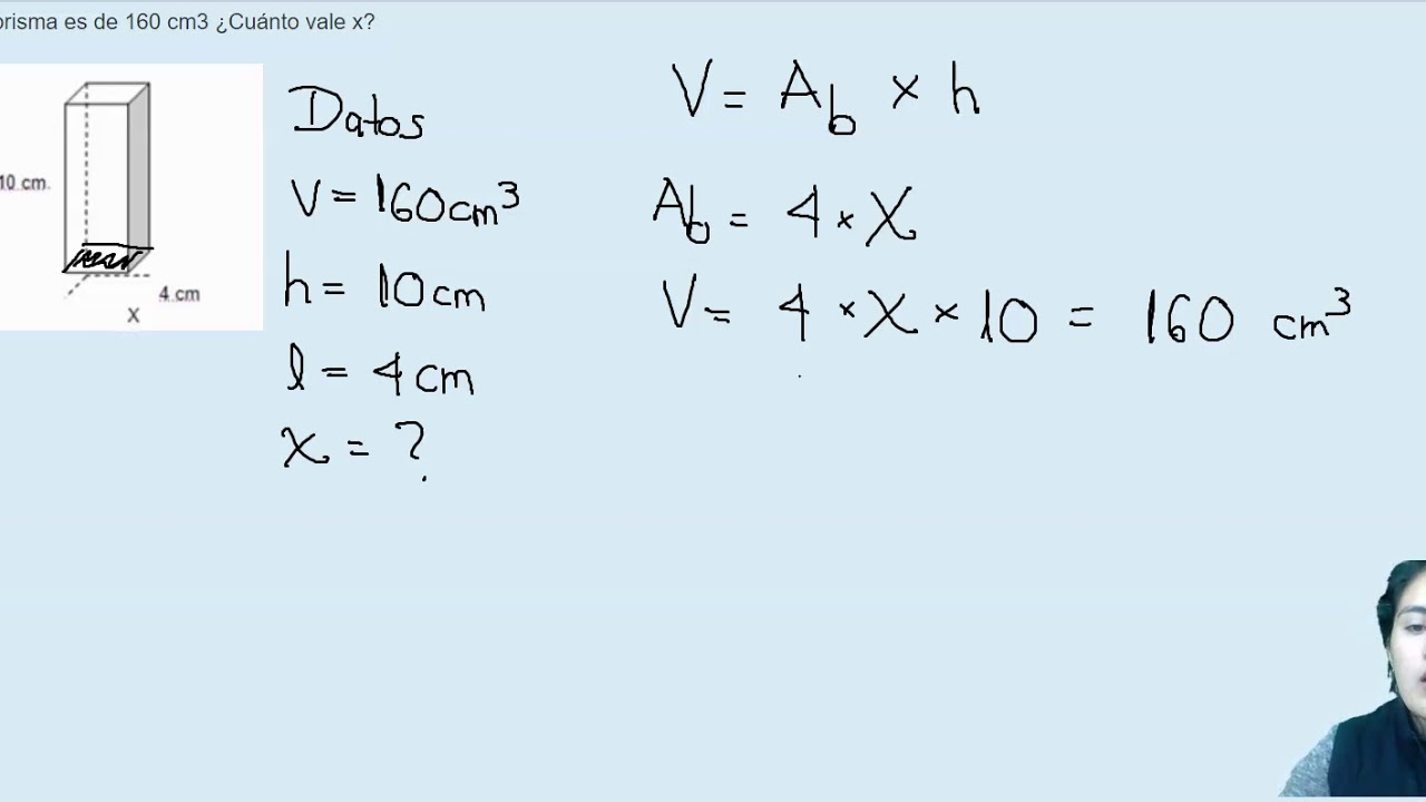 Calcula el volumen en cm3 de este prisma